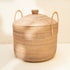 Lidded basket with cone top and handles showing