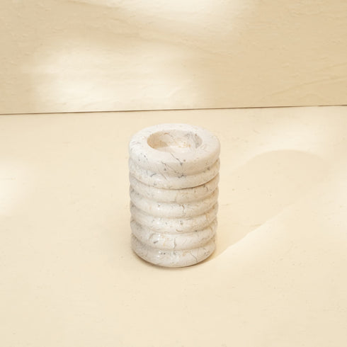 Marble candleholders-Spiral Tea Light in Beige and Black - Coastal Villa Homeware
