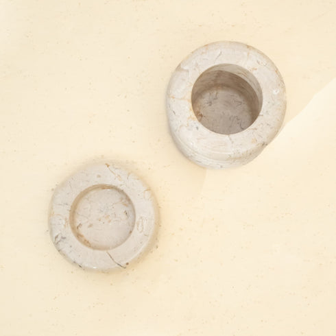 Marble candleholders-Spiral Tea Light in Beige and Black - Coastal Villa Homeware