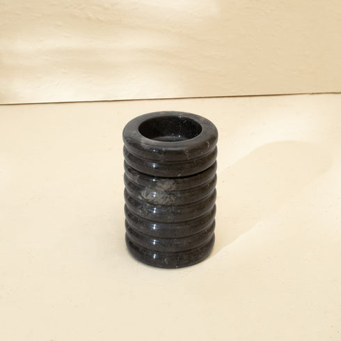 Marble candleholders-Spiral Tea Light in Beige and Black - Coastal Villa Homeware