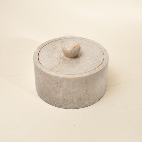 Round Marble Canister For Holding Kitchen Essentials - Coastal Villa Homeware