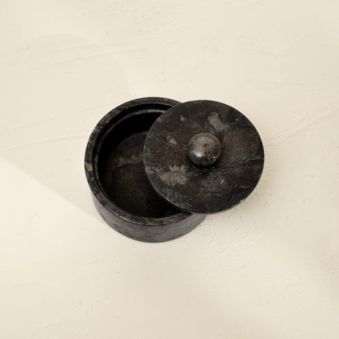 Round Marble Canister For Holding Kitchen Essentials - Coastal Villa Homeware