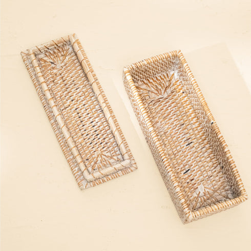 Small Wicker Basket with Lid | Shelf & Drawer Organizer for Home Storage - Coastal Villa Homeware