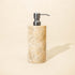 Beige marble soap dispenser with satin brushed silver metal pump