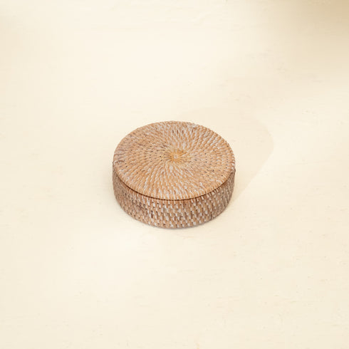 Rattan Mini Canister With Lid For Organisation - Coastal Villa Homeware