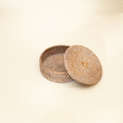 Rattan Mini Canister With Lid For Organisation - Coastal Villa Homeware