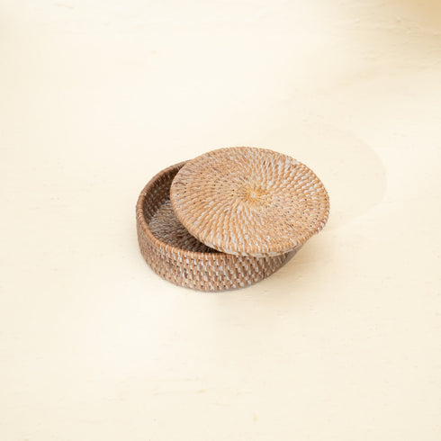 Rattan Mini Canister With Lid For Organisation - Coastal Villa Homeware