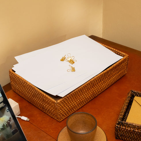 Rattan A4 Paper Tray - Coastal Villa Homeware