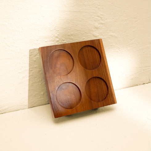 Condiment Containers with Wood Lids and Wooden Tray - Coastal Villa Homeware