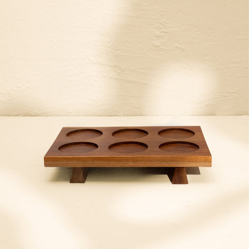 Condiment Containers with Wood Lids and Wooden Tray - Coastal Villa Homeware