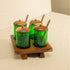 Condiment Containers with Wood Lids and Wooden Tray - Coastal Villa Homeware