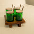 Condiment Containers with Wood Lids and Wooden Tray - Coastal Villa Homeware