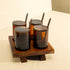 Condiment Containers with Wood Lids and Wooden Tray - Coastal Villa Homeware