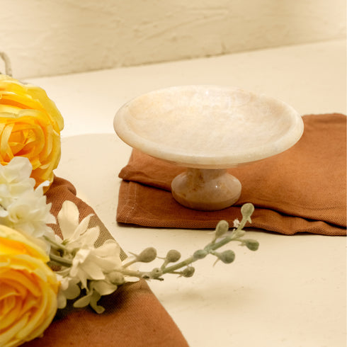 Marble Pedestal Bowl | Footed Display bowl - Coastal Villa Homeware
