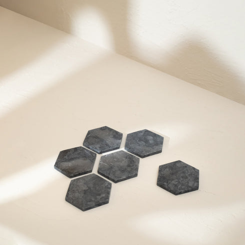 Handmade Real Marble Drink Coasters – 3 Shapes, 4 Natural Colours - Coastal Villa Homeware