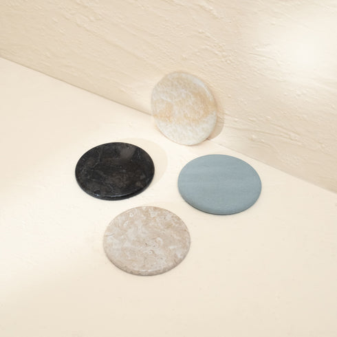 Handmade Real Marble Drink Coasters – 3 Shapes, 4 Natural Colours - Coastal Villa Homeware