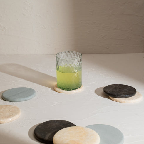 Handmade Real Marble Drink Coasters – 3 Shapes, 4 Natural Colours - Coastal Villa Homeware