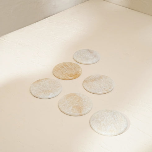 Handmade Real Marble Drink Coasters – 3 Shapes, 4 Natural Colours - Coastal Villa Homeware