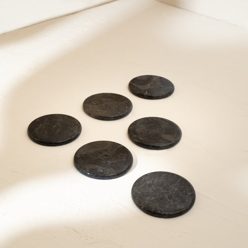 Handmade Real Marble Drink Coasters – 3 Shapes, 4 Natural Colours - Coastal Villa Homeware