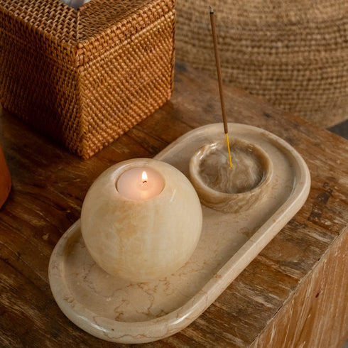 Onyx Incense Holder Marble - Coastal Villa Homeware