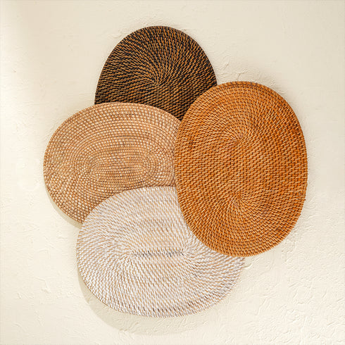 Oval Rattan Placemats - Dark Brown - Coastal Villa Homeware