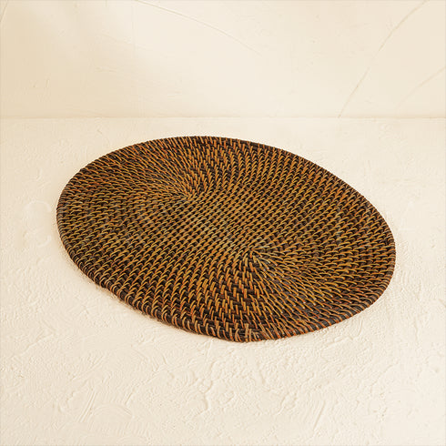 Oval Rattan Placemats - Dark Brown - Coastal Villa Homeware