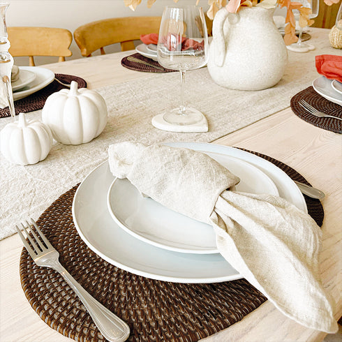 Oval Rattan Placemats - Dark Brown - Coastal Villa Homeware
