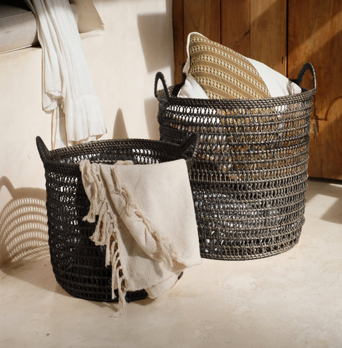 Rattan Laundry basket for blankets - Coastal Villa Homeware