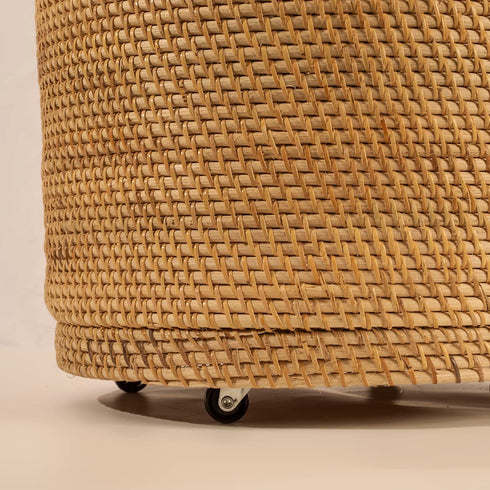 Rattan Woven Laundry Basket With Liner and Wheels Options - Coastal Villa Homeware