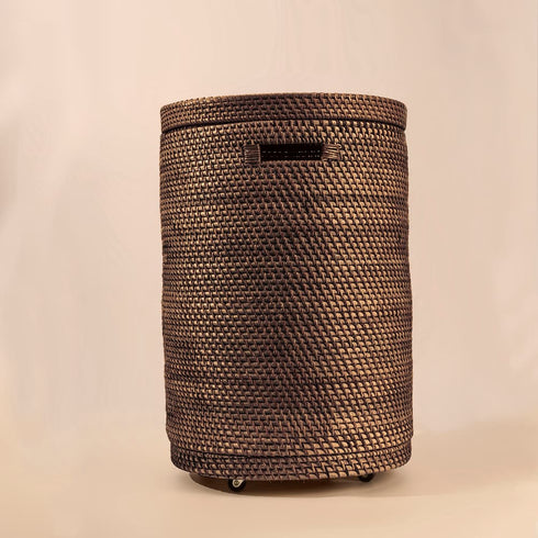 Rattan Woven Laundry Basket With Liner and Wheels Options - Coastal Villa Homeware