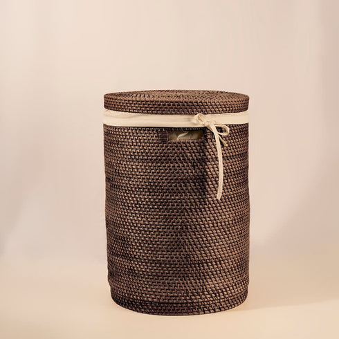 Rattan Woven Laundry Basket With Liner and Wheels Options - Coastal Villa Homeware