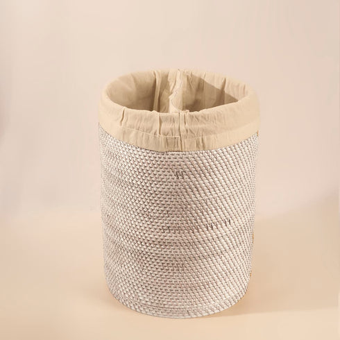 Rattan Woven Laundry Basket With Liner and Wheels Options - Coastal Villa Homeware