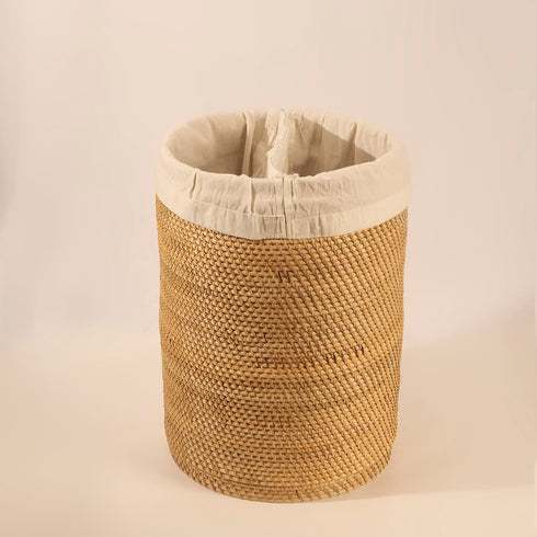 Rattan Woven Laundry Basket With Liner and Wheels Options - Coastal Villa Homeware