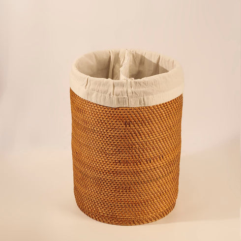 Rattan Woven Laundry Basket With Liner and Wheels Options - Coastal Villa Homeware