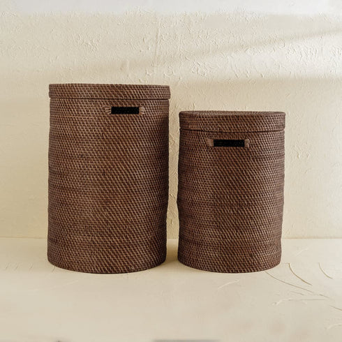Rattan Woven Laundry Basket With Liner and Wheels Options - Coastal Villa Homeware