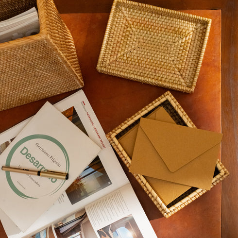 Small wicker basket with lid with 5 available colours - Coastal Villa Homeware