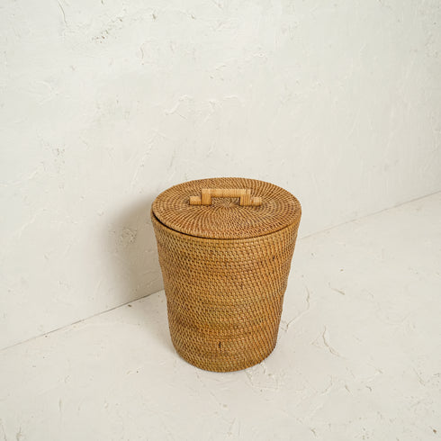 Rattan Waste Paper Bin - Honey Brown - Coastal Villa Homeware