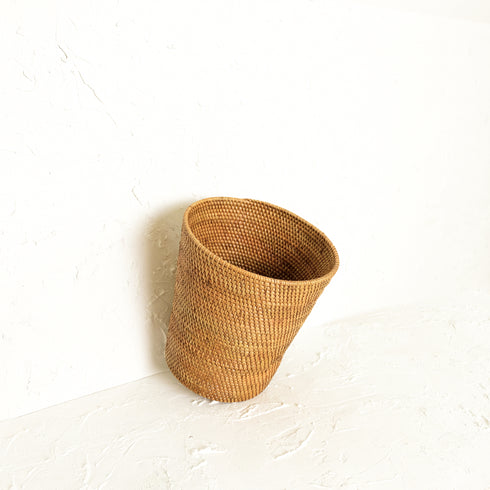 Rattan Waste Paper Bin - Honey Brown - Coastal Villa Homeware