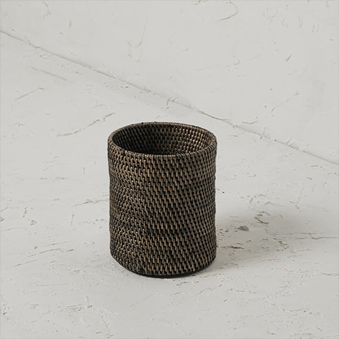 Pen and pencil holder rattan pot - Coastal Villa Homeware