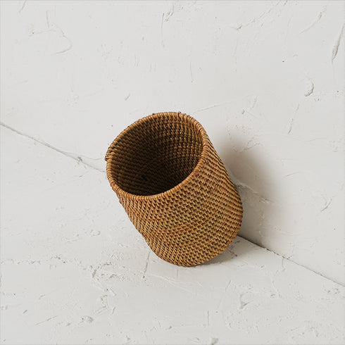 Pen and pencil holder rattan pot - Coastal Villa Homeware