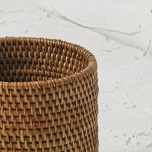 Pen and pencil holder rattan pot - Coastal Villa Homeware