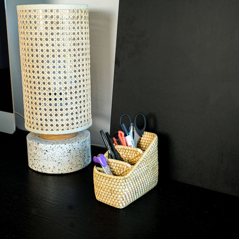 Small Rattan Remote and Pen Holder - 3 colours - Coastal Villa Homeware