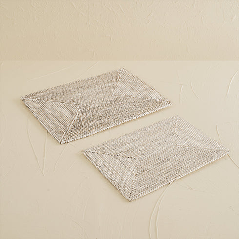 Rectangular Rattan Placemat - White Wash - Coastal Villa Homeware