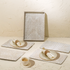 White wash rectangular rattan placemats with holder set