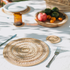 Natural spiral rattan placemats with holder close up