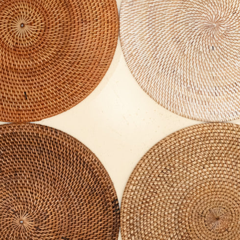 Round Rattan Table Placemats – 3 Sizes | 4 Colours | Rustic Style - Coastal Villa Homeware