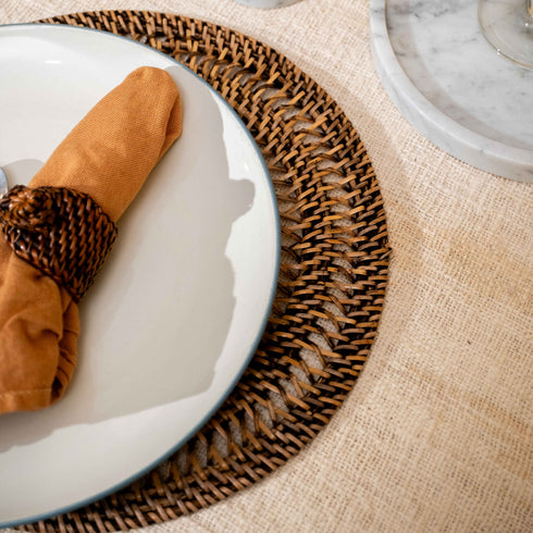 Spiral Round Rattan Placemats - Coastal Villa Homeware