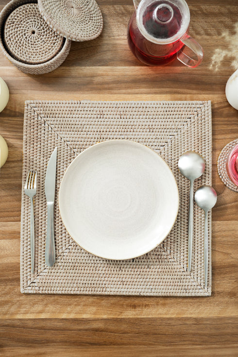 Square rattan placemat