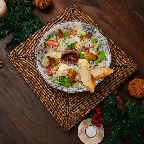 Square Rattan Placemat – 35cm | 4 Colours | Handmade Decor - Coastal Villa Homeware