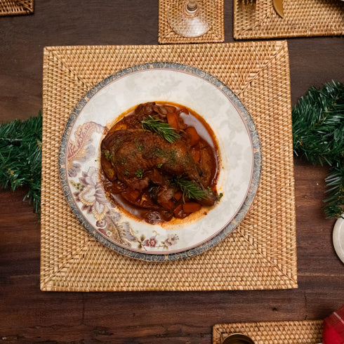 Square Rattan Placemat – 35cm | 4 Colours | Handmade Decor - Coastal Villa Homeware